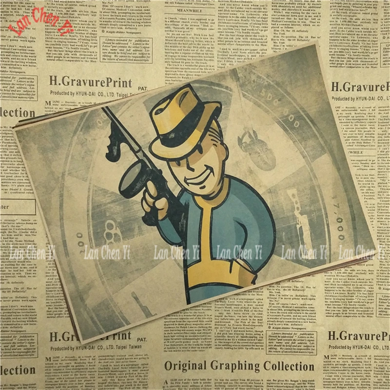 Fallout Классическая игра крафт-бумага Плакат Бар Кафе гостиная столовая настенные декоративные картины - Цвет: Светло-зеленый