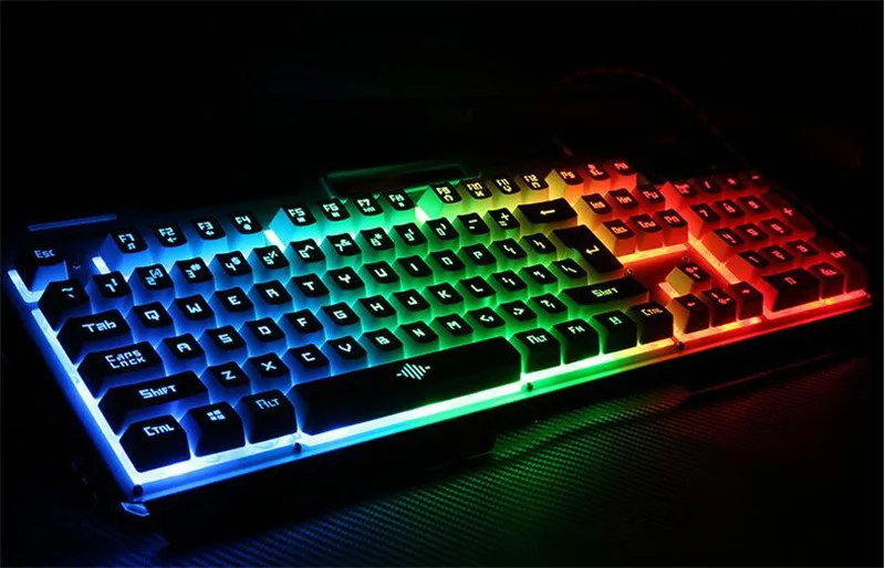 KuWFi английская игровая клавиатура USB Проводная Механическая 104 клавиши сменная