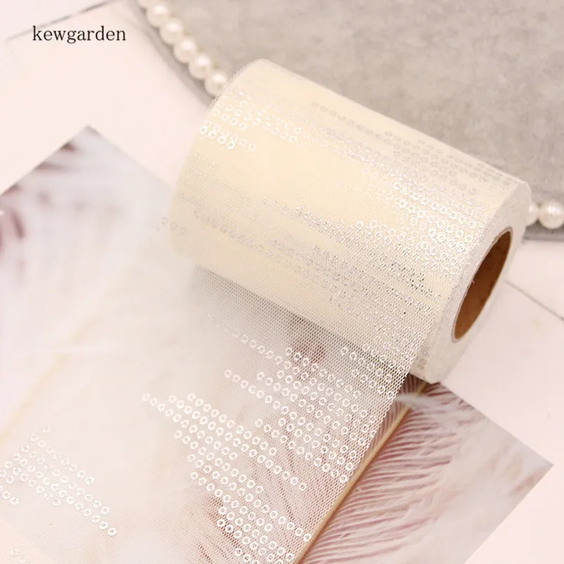 Kewgarden платье из газовой ткани с пайетками и ленты из вуали 6 см/10 см; обувь «сделай сам» и бантом аксессуары вручную изготовленная лента упаковки кружевное полотно(до 20-ти метров - Цвет: Бежевый