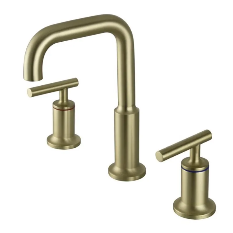matte gold Смеситель для раковины полированный Золотой североамериканский стиль кран для раковины ванной комнаты широко распространенный 3 отверстия смеситель для раковины для ванной матовое золото отделка - Цвет: matte gold