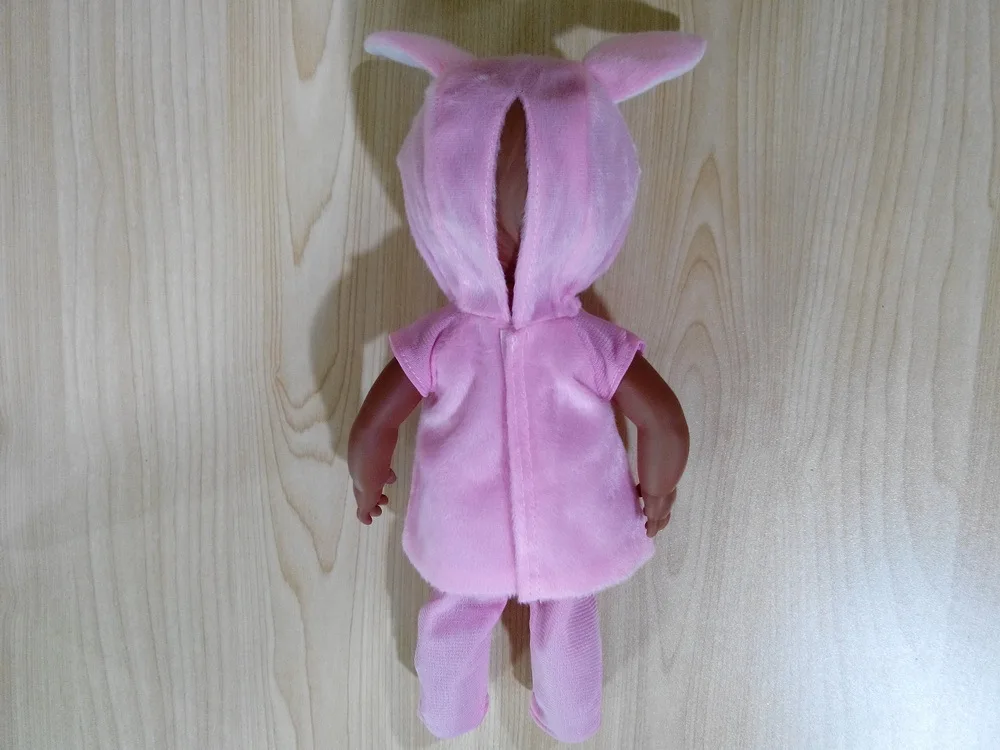 

11.5inch Vinyl Fragrance Black Rabbit Clothes Doll Newborn Baby Girl Gift 031603