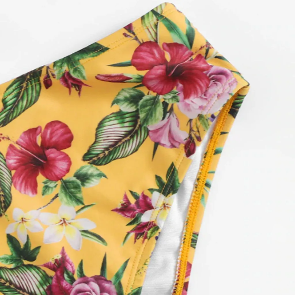 Fashion bikinis 2019 mujer push up kapielowy stroje Women Printed bowknot High-Waisted Two Pieces Bikini Swimsuit Beachwear |