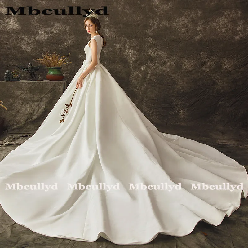 Mbcully бальное платье Свадебные платья 2020 Новые Роскошные атласные Большие размеры