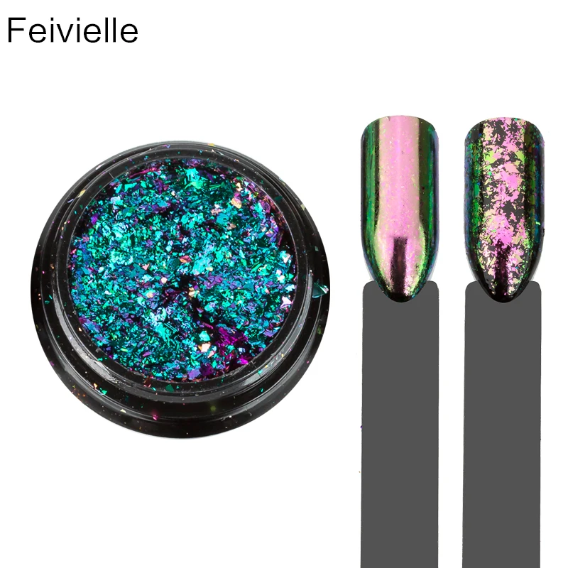 

Feivielle New 0.2g/ Box Chameleon Flakes Magic Multi Chrome 15 Color Nail Powder Glitter Sequins Nail Art Gel Manicure Supplies