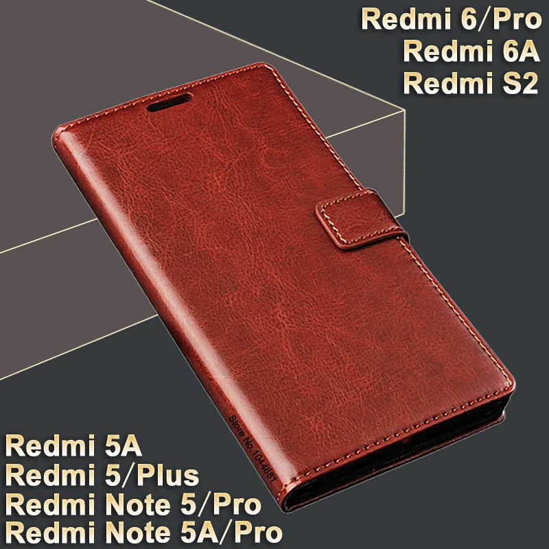 Кожаный чехол для Xiaomi Redmi note 5 Pro Crazy horse 6 Новый Plus/6A S2 | Мобильные телефоны и