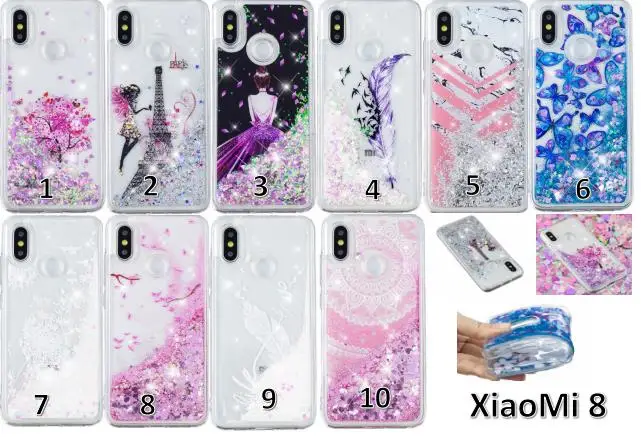 Чехлы для Xiaomi Mi 8 чехол Xiaomi8 Mi8 оболочка блестящий рисунок жидкий силикон мягкие