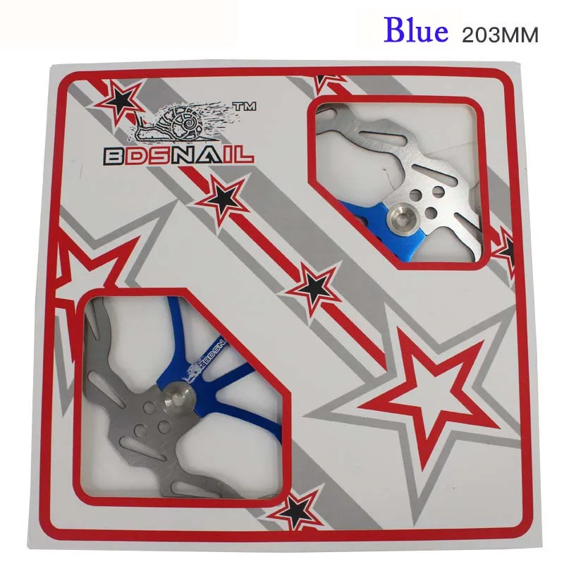 203MM Blue MTB Горный Дорожный велосипед 160/180/203 мм дисковые тормоза плавающий ротор отличная теплоотдача шесть ногти плавающий дисковый тормозной ротор - Color: 203MM Blue
