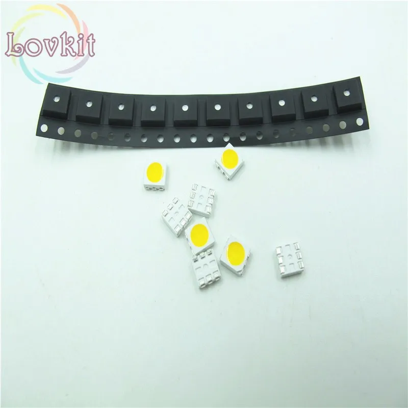 100 шт. PLCC-6 5050 Белый SMD светодиодный 3-чипов ультра яркий светильник Светодиоды SMD/SMT чип лампы для автомобильных лодка велосипед "сделай сам"