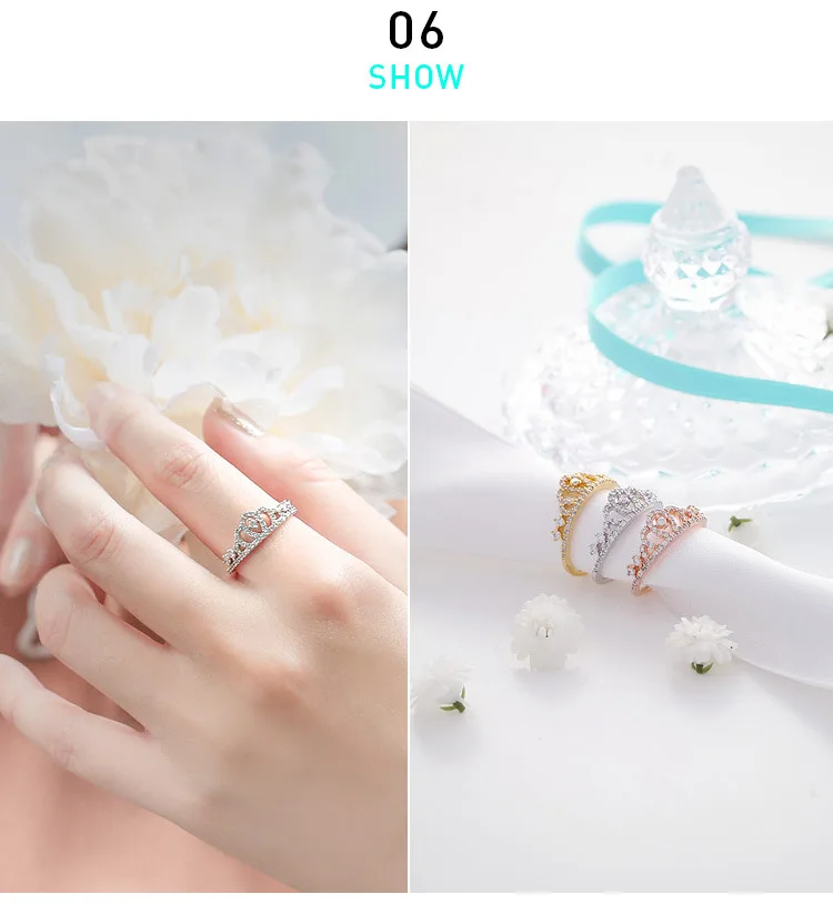 Серебряное Открытое кольцо S925 пробы с короной модные украшения|open ring|fashion ringsring