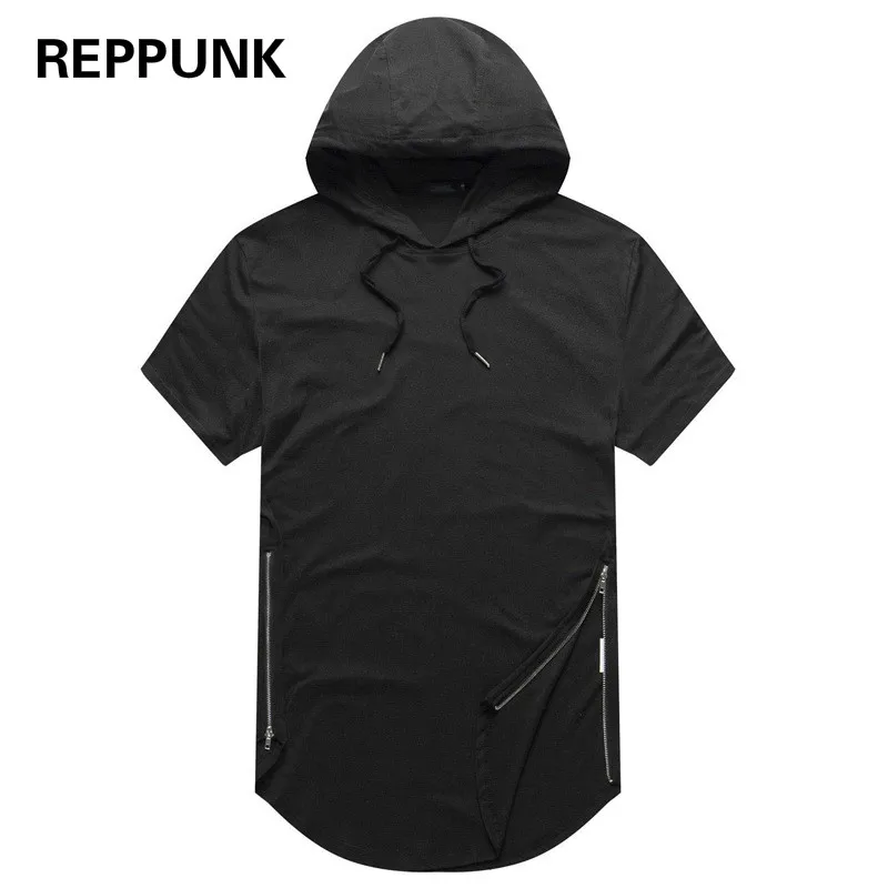 REPPUNK 2018 Высокая уличная хип-хоп одежда с короткими рукавами и боковой молнией