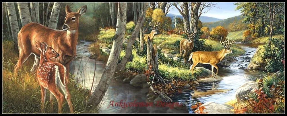 

Birch Creek Deer - Counted Cross Stitch Kits - DIY Handmade Needlework For Embroidery 14 ct Cross Stitch Sets DMC Color