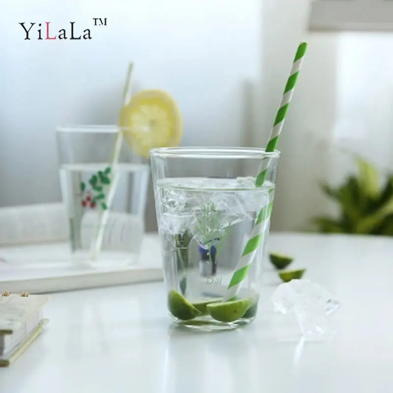 Yilala Лето фрукты иллюстрации стекло чашки для сок воды молоко прозрачный милый