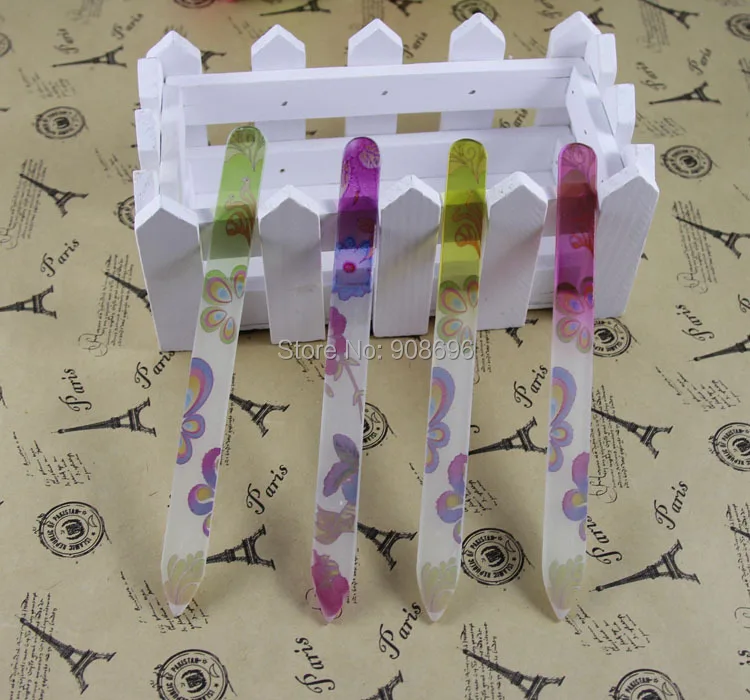 20 шт печать цветок стеклянные пилки для ногтей кристалл буфера Уход за ногтями 5