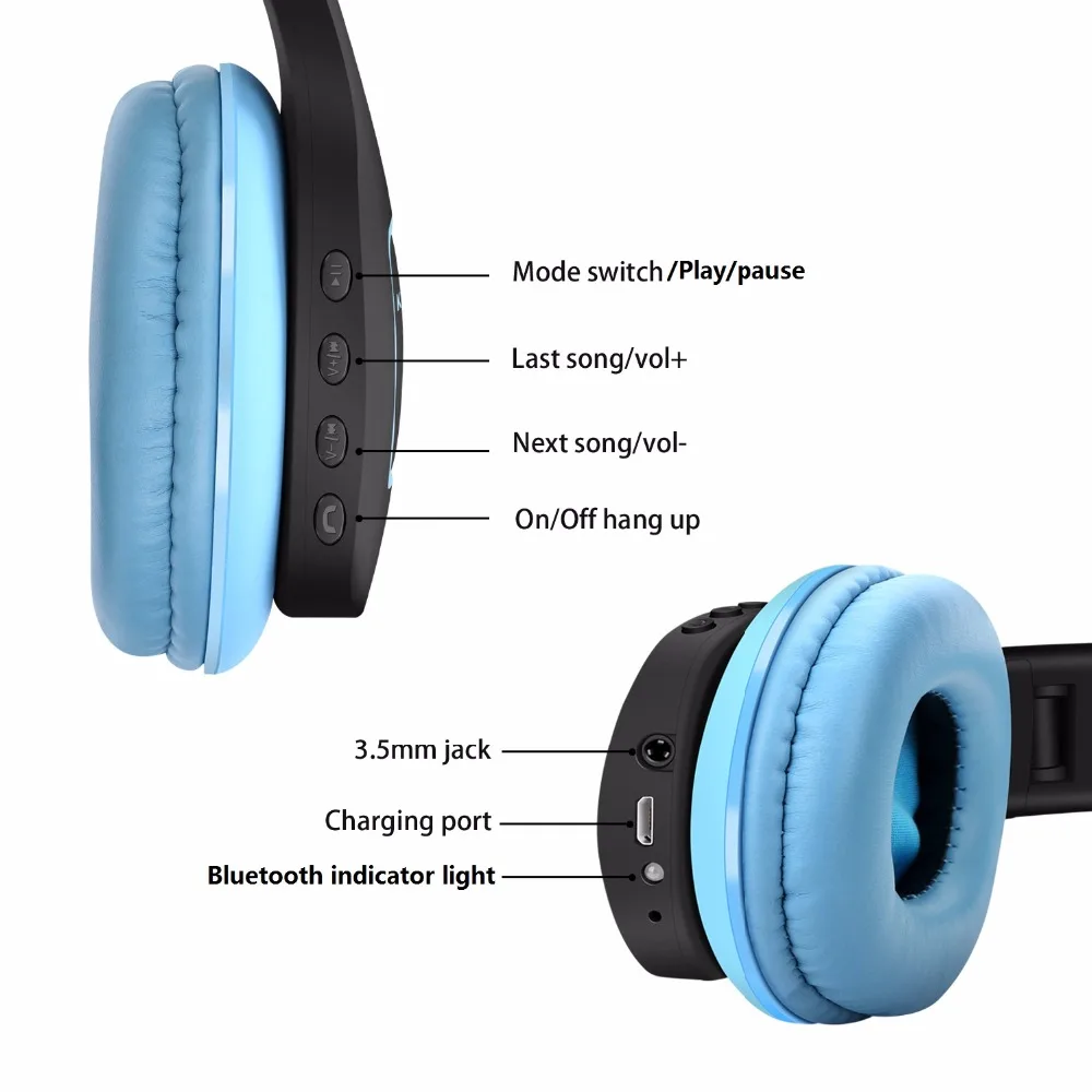 Toproad складная стерео гарнитура Bluetooth Беспроводной 4.1 наушники с микрофоном музыку
