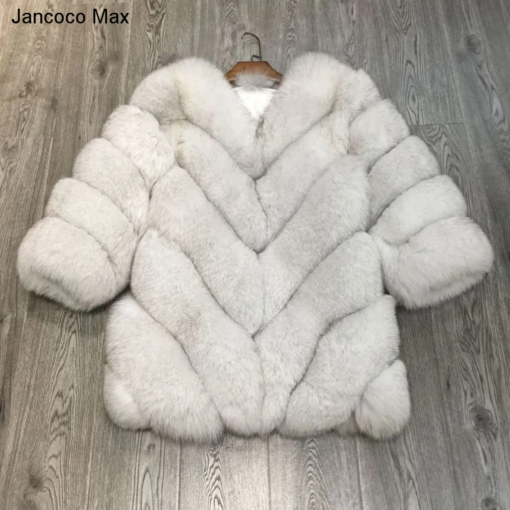 Jancoco Max Lady модное зимнее теплое длинное пальто из натурального Лисьего меха, женская верхняя одежда из натурального меха, Новое поступление S7152
