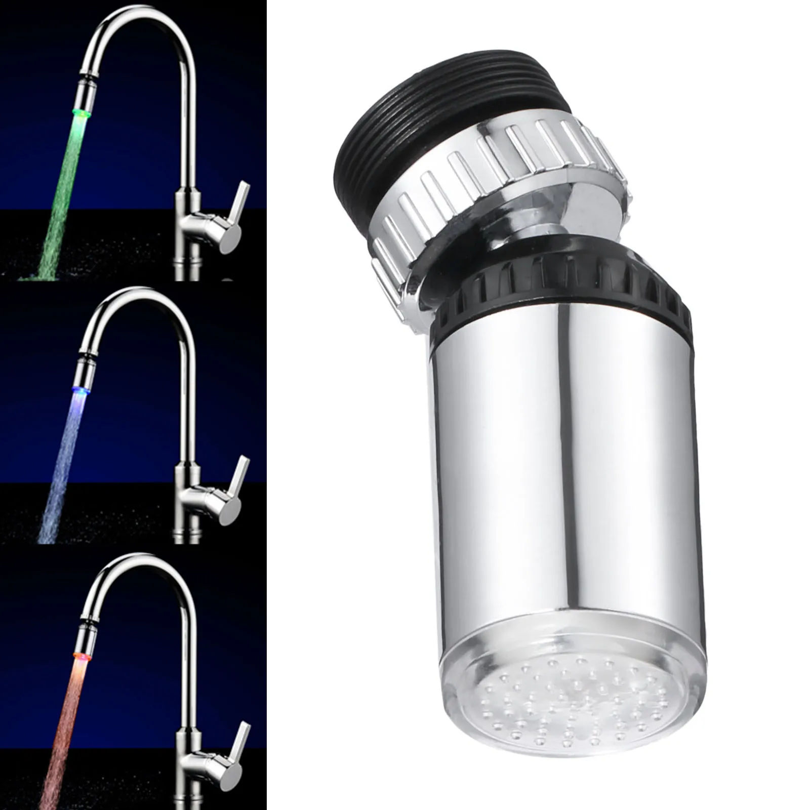 

Светодиодный светильник для водопроводного крана, 3 цветных меняющихся свечения, насадка для душа, светильник для кухонного крана, датчик температуры, 22 мм, внутренняя резьба