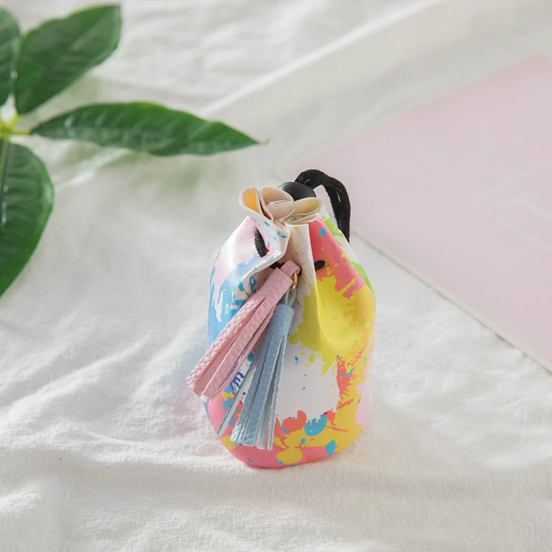 50PCS / LOT Girl Coin Bag Cute Printing Women Drawstring Purse Mini Chain PU Headphone Storage Wholesale | Багаж и сумки