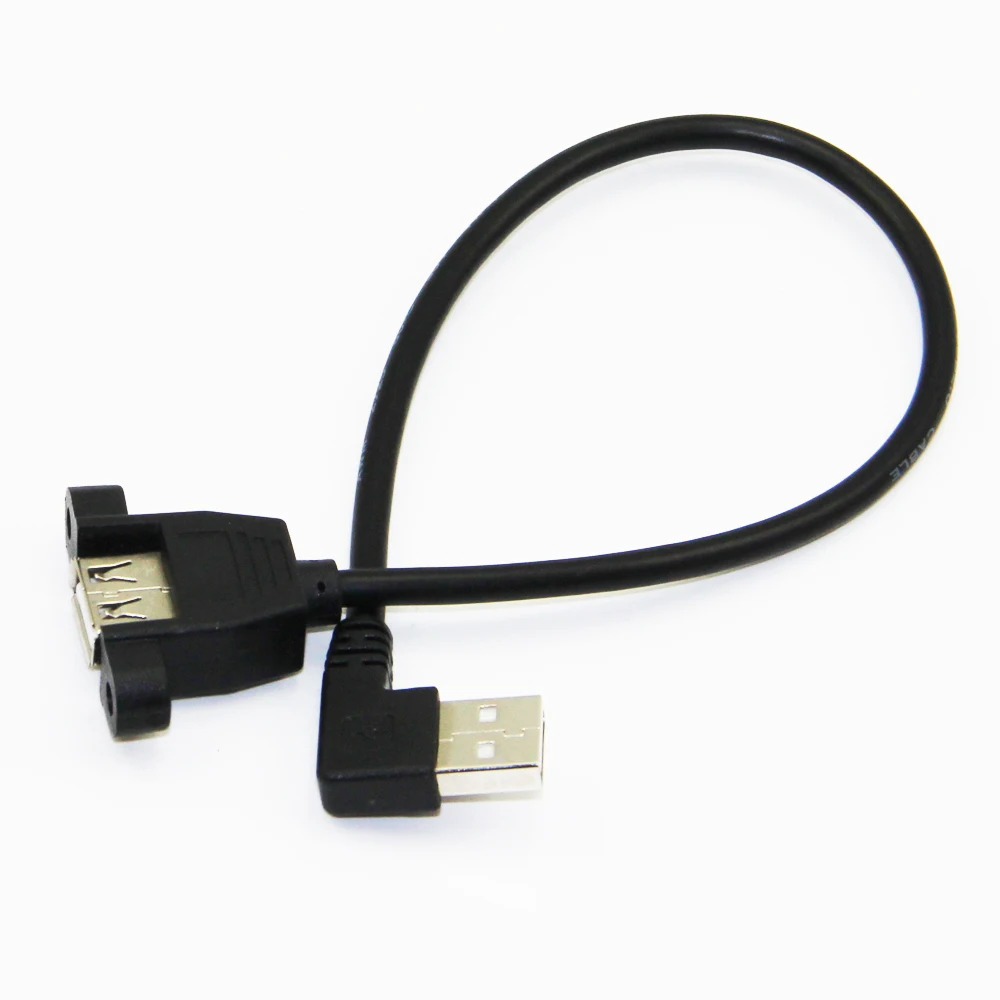 Удлинительный кабель Bochara штекер-гнездо 90 градусов левый USB 2 0 с винтовой панелью