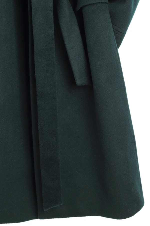 Женское шерстяное пальто с отворотом ZADORIN винтажное длинным рукавом и поясом