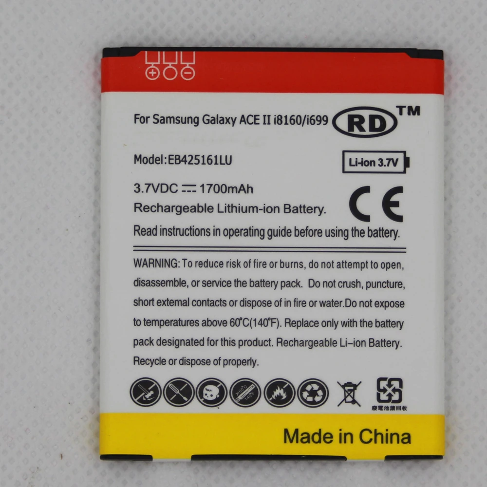 

10 шт./лот 1700 мА/ч, EB425161LU батарея для телефона Samsung GT-S7562L S7560 S7566 S7568 S7572 S7580 S7582 i8160 i8190 i739 T59