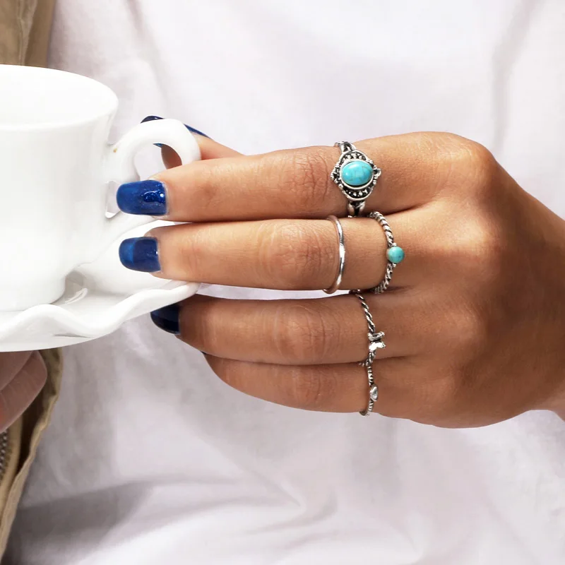 Женское кольцо с голубым камнем Anillos тибетская Серебряная бабочка ювелирный