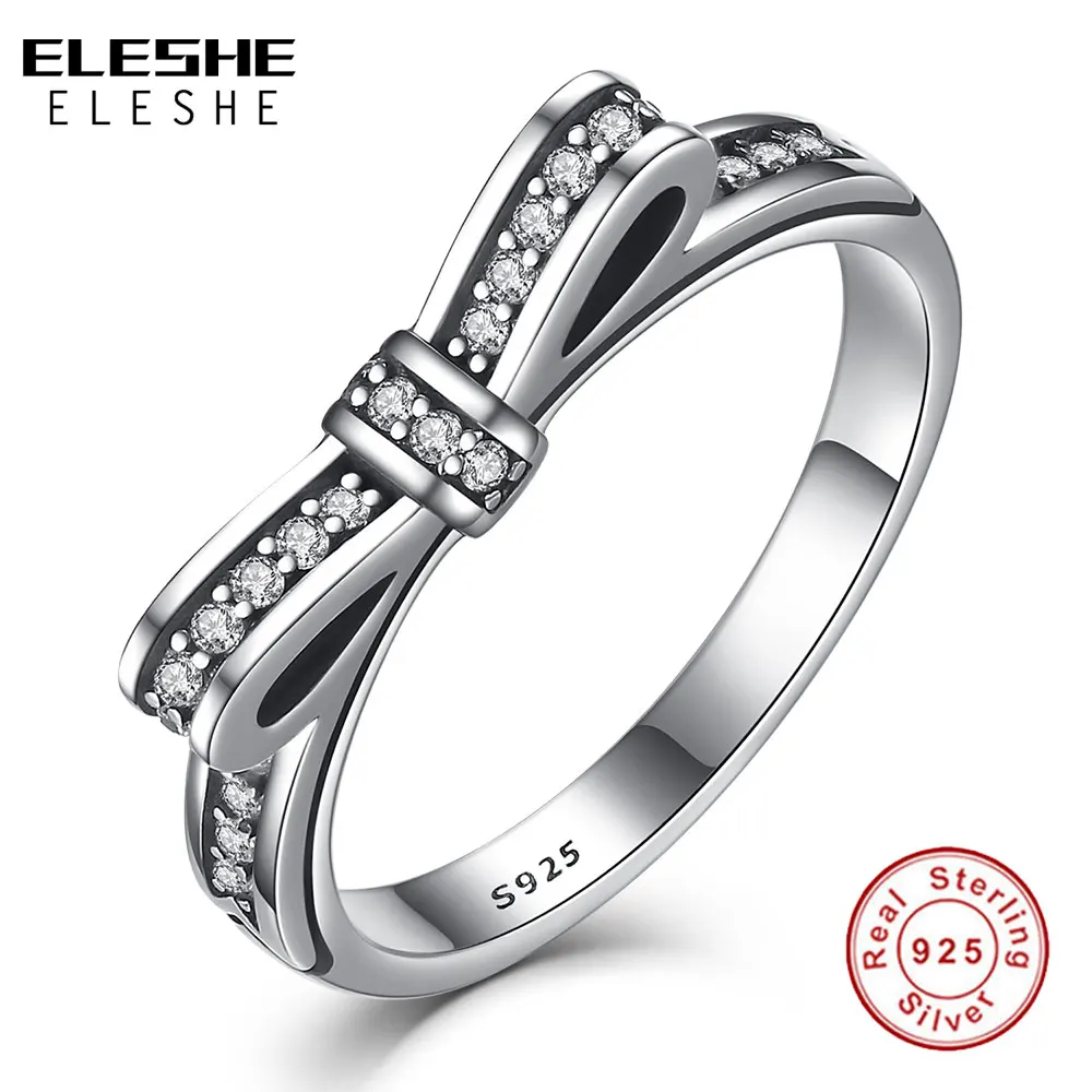 Женские кольца ELESHE из стерлингового серебра 925 пробы с бантом на палец