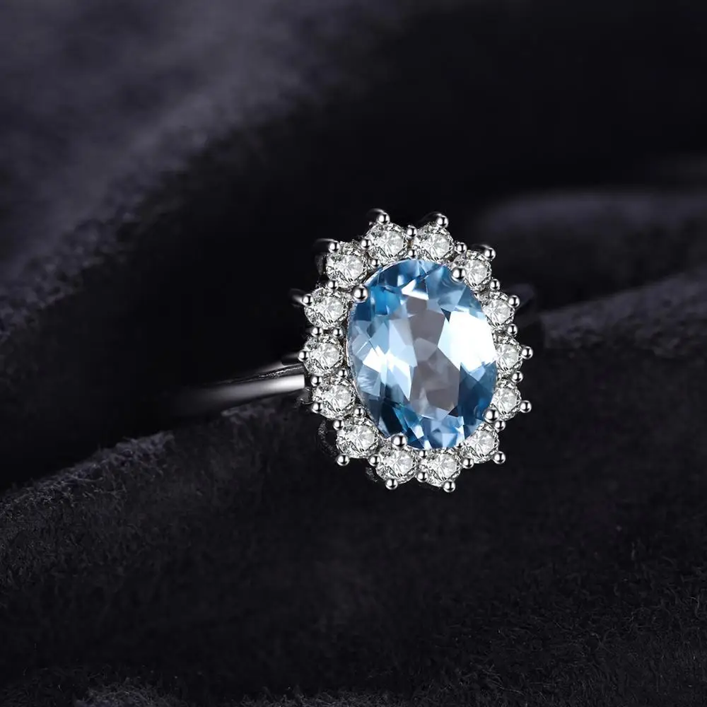 Jewelrypalace Принцесса Диана Уильям Kate 2.3ct Природный Голубой топаз Обручение Halo Кольцо