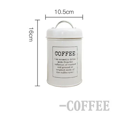 White COFEE Кухонная герметичная железная коробка для чая, кофе, сахара, банки для хранения, Скандинавия, конфеты, круглая металлическая герметичная банка, контейнер для сухого молока, бутылка - Цвет: White COFEE