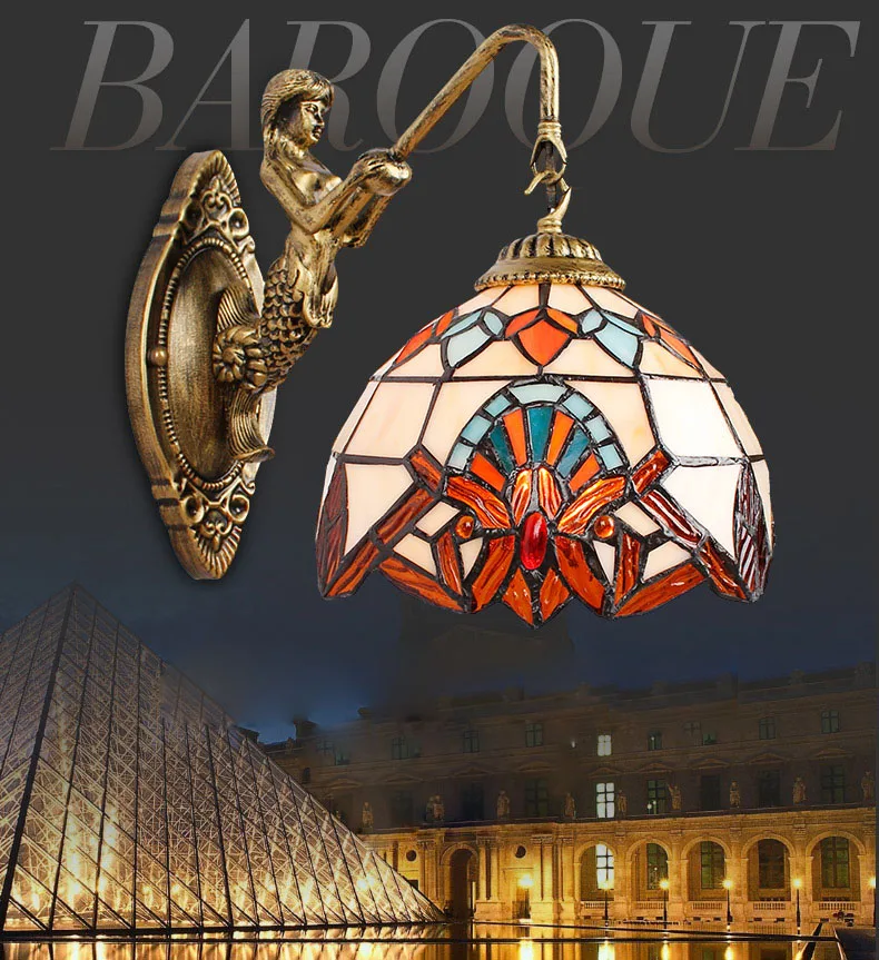Винтажная светодиодная настенная лампа в стиле барокко от Тиффани настенные