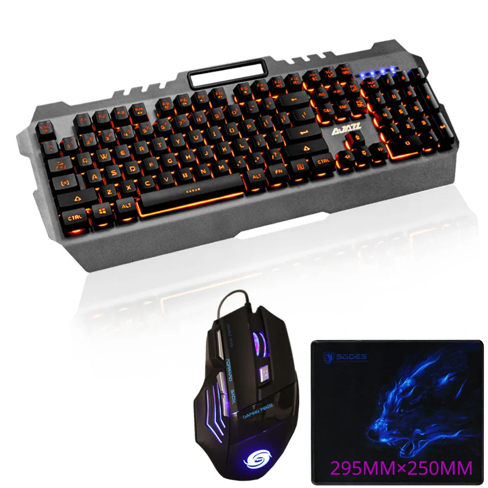 3pcs Combos Combos USB Проводная игровая Механическая на ощупь компьютерная клавиатура с подсветкой+ геймерская мышь+ коврик для мыши большого размера+ гарнитура для наушников - Цвет: 3pcs Combos