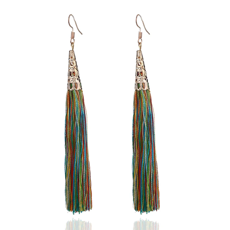 Fashion Long Tassel Earrings Women Bohemian Jewelry Hollow Geometric Pendant | Украшения и аксессуары