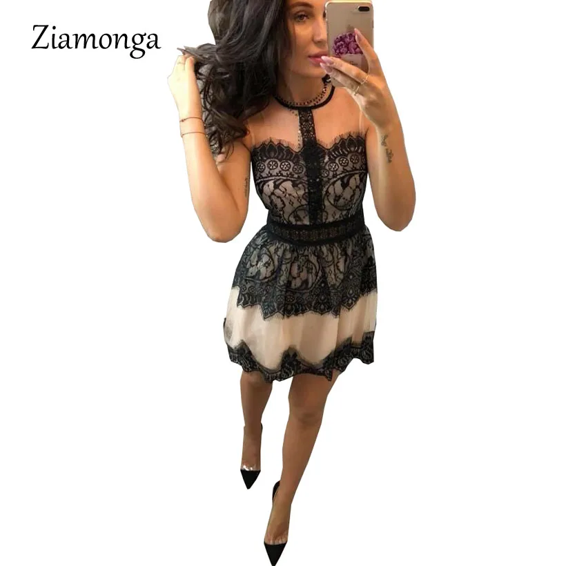 Ziamonga элегантное кружевное платье Для женщин 2018 лето осень Платья для вечеринок