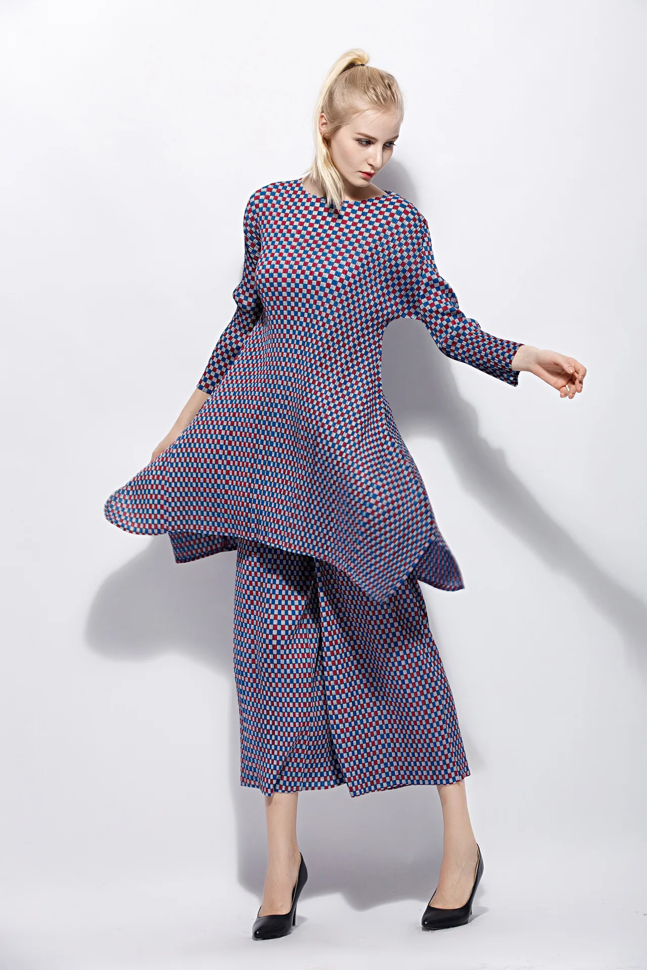 color 1 Весна Miyake необычное, с длинными рукавами, модный большой маятник платье, со сборками, модные тонкие платья - Цвет: color 1