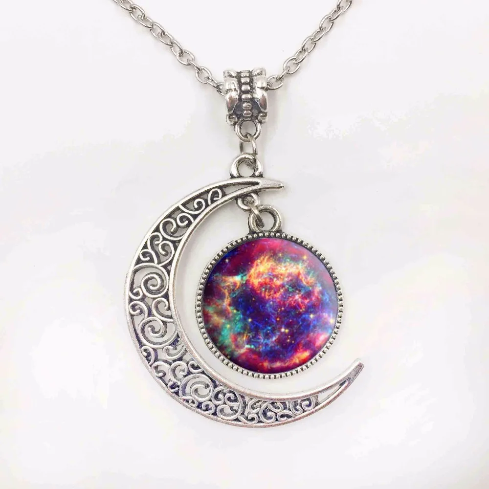 Серебряные украшения ожерелье с подвеской в виде Галактики звезды стекла