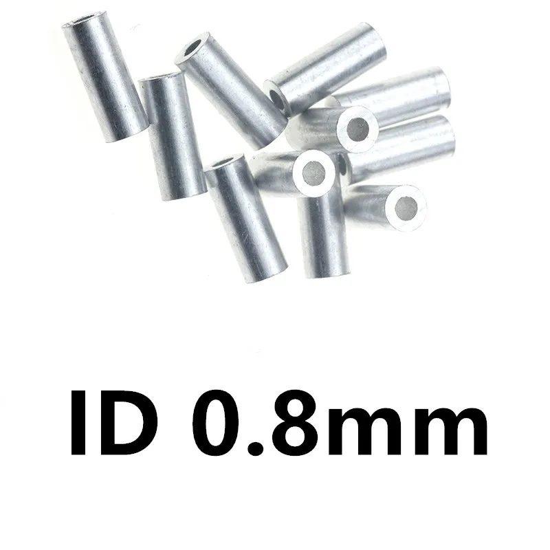 ID 0.8mm x 8mm Алюминиевые рыболовные обжимные рукава 100 шт./лот одинарная круглая леска ОБЖИМНАЯ трубка обжимной разъем для проводов аксессуары 0,8-1,8 мм - Цвет: ID 0.8mm x 8mm