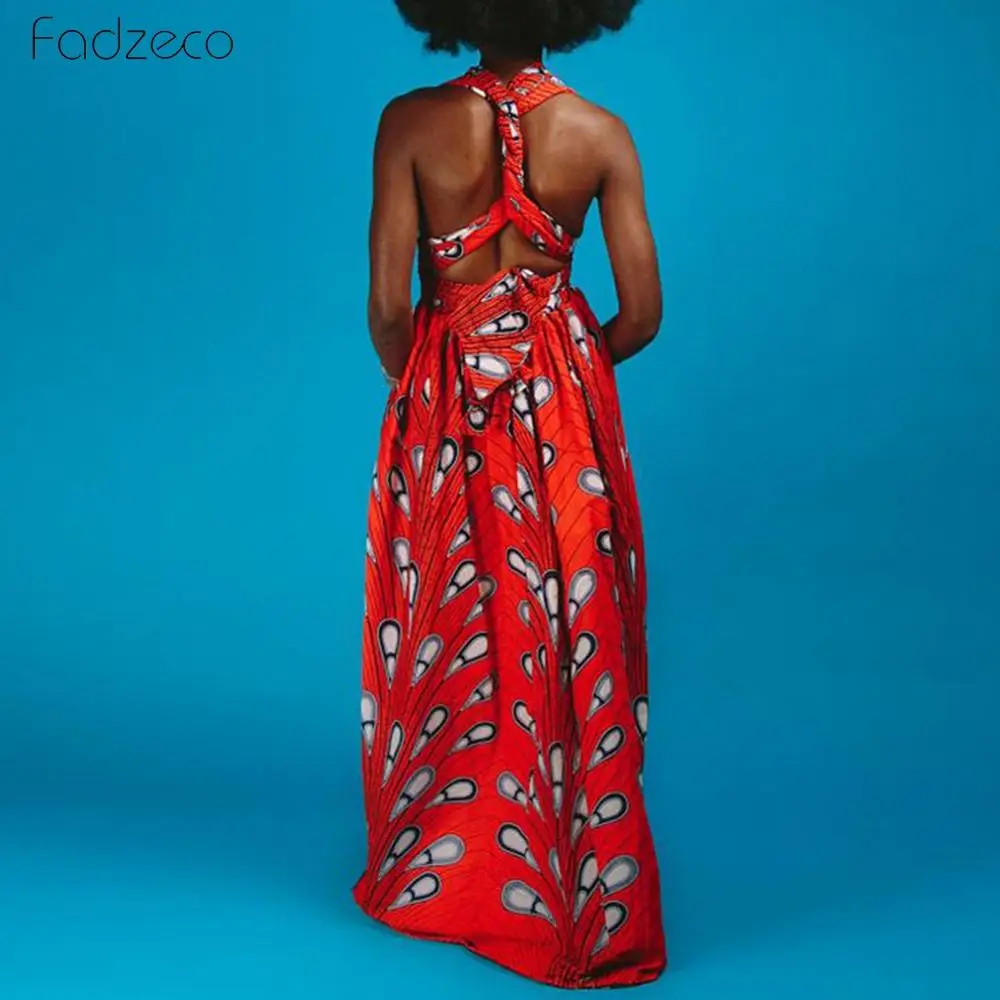 Женское платье с разрезом Fadzeco узкое платье-макси открытой спиной и этническим
