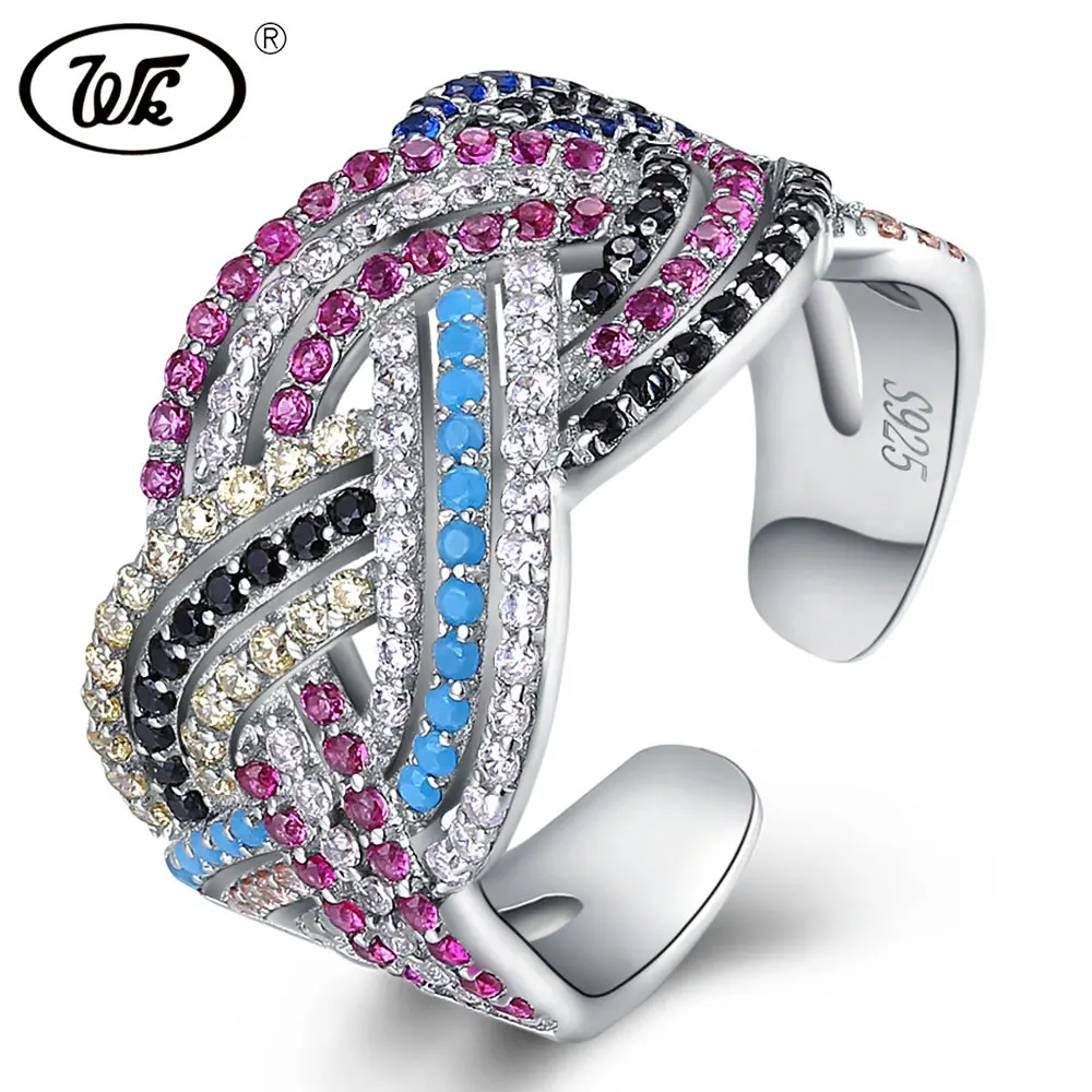 WK Новая мода Настоящее 925 пробы Серебряные кольца открытым Jewelry Кольцо Серебро