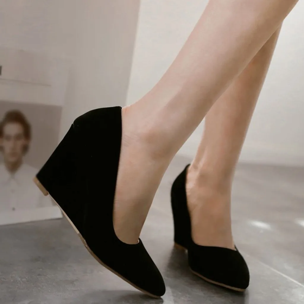 Women Color Business Suit Office Shoes Ladies Pump Wedged Shoes Work Casual Single Shoes Elegant Square Heel Office Shoes