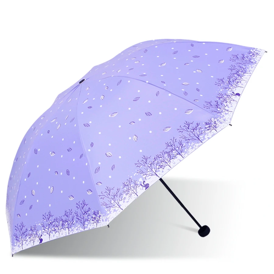 Корейский Зонт Ford детский Компактный с изображением листьев и солнца для