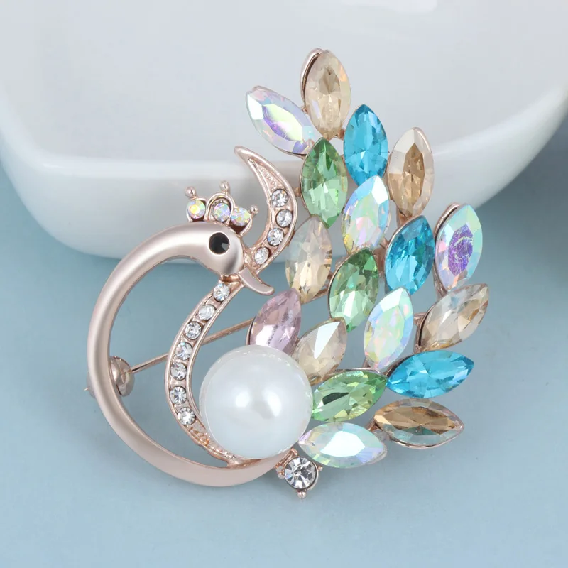 Роскошные Броши с лебедями из горного хрусталя розового золота искусственным
