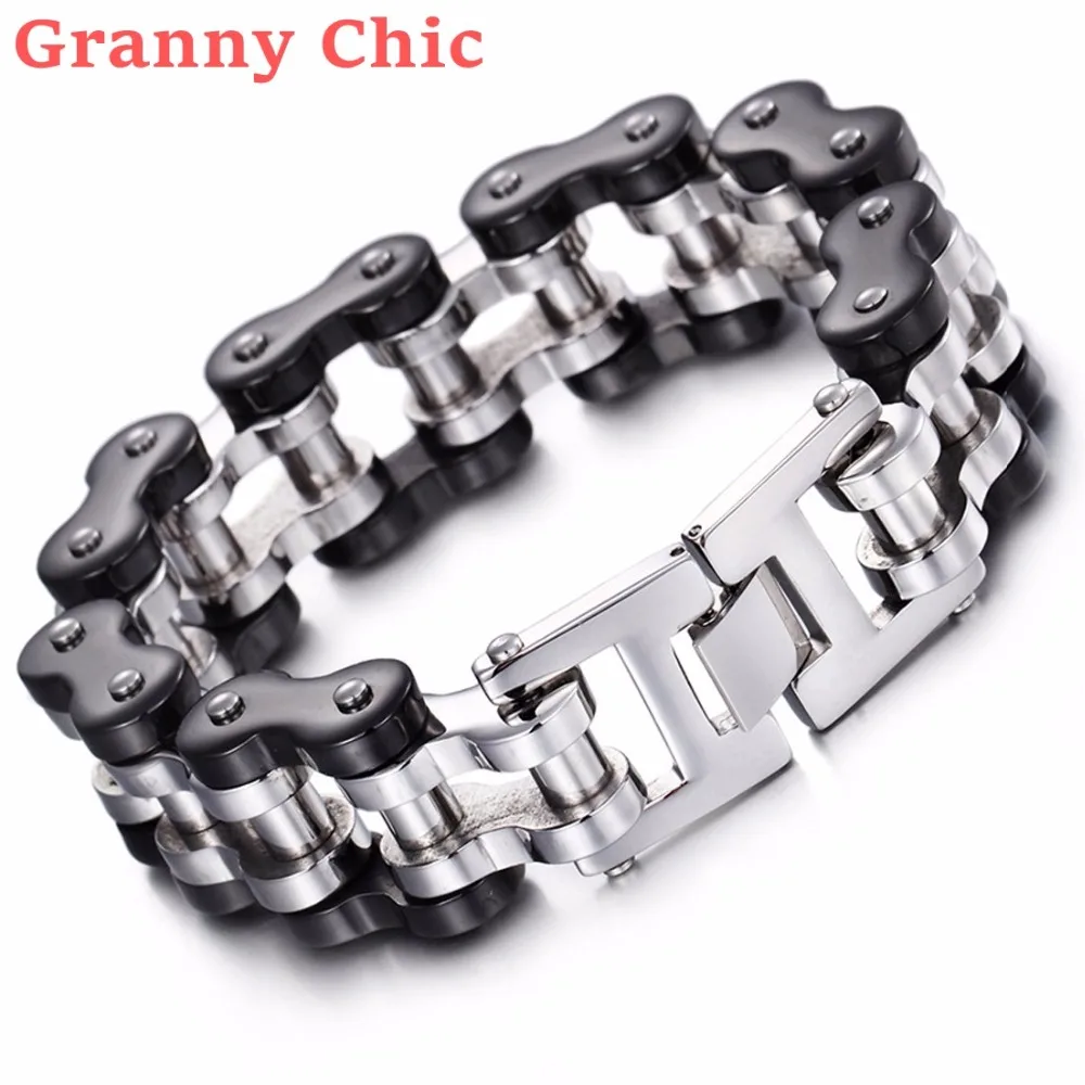 Браслет Granny Chic в стиле панк модная цепь с двигателем мотоцикла Байкерский