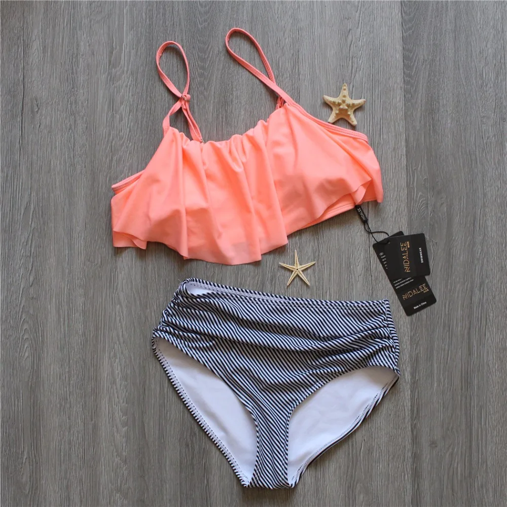2018 бикини женский купальник с высокой талией лямкой на шее сексуальный комплект