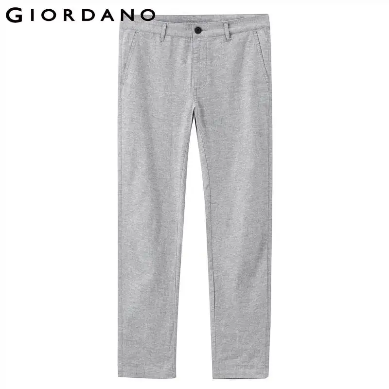 Giordano Мужские штаны из льна и хлопка Pantalon Homme карманы на молнии пуговицах