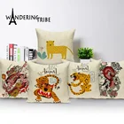 Декоративные подушки для дивана с изображением желтого тигра, 45x45 см