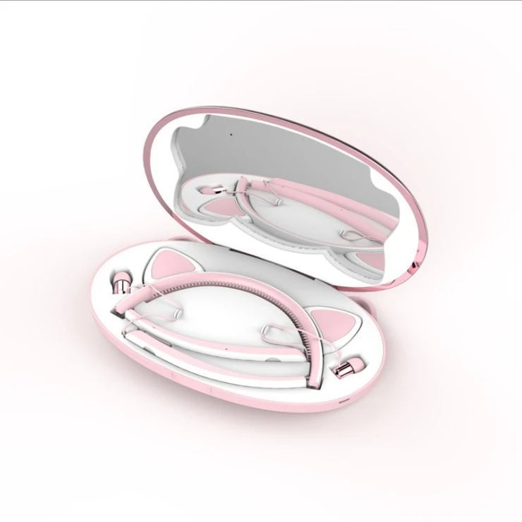 Cat Ear With Box Bluetooth Беспроводные наушники с кошачьими ушками, игровая гарнитура, наушники со светодиодный светильник для ПК, ноутбука, компьютера, мобильного телефона для девочек, детей - Цвет: Cat Ear With Box