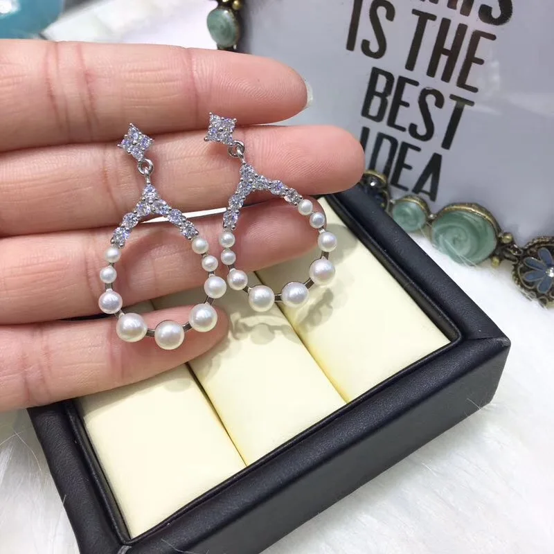 

925 Sterling Silver Pearl Party Earrings Findings and Component Jewelry Parts Fittings for Pearls Coral Jade Agate Beads Stones