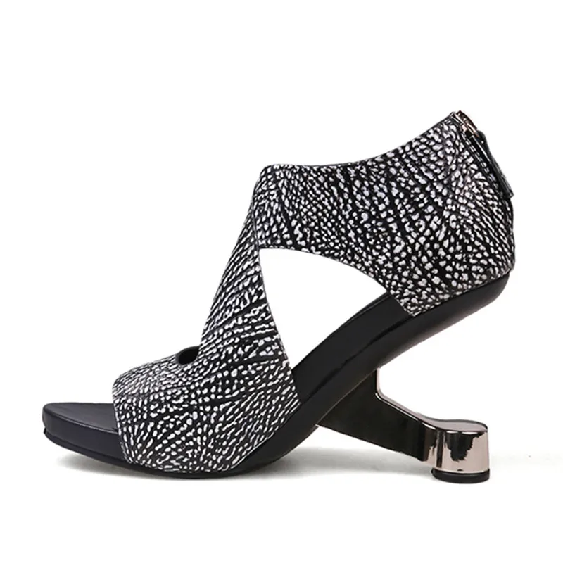 

New Design Summer Gladiator Sandals Strange Heel Hollow Out Women Pumps 8CM High Heels Female Stiletto Valentine Shoe