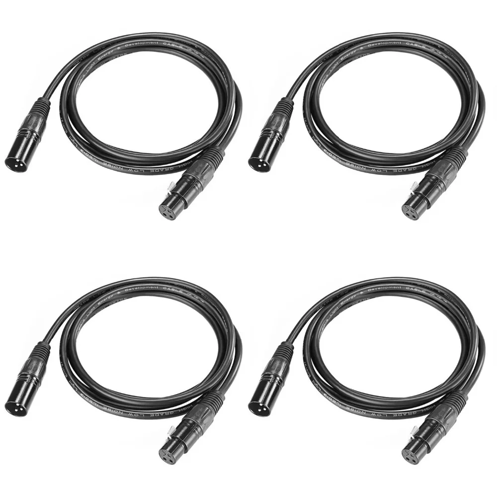 

Neewer 4 Pack 6.5 feet/2 meters DMX Stage Light Cable Wires with 3 Pin Signal XLR Male to Female Connection