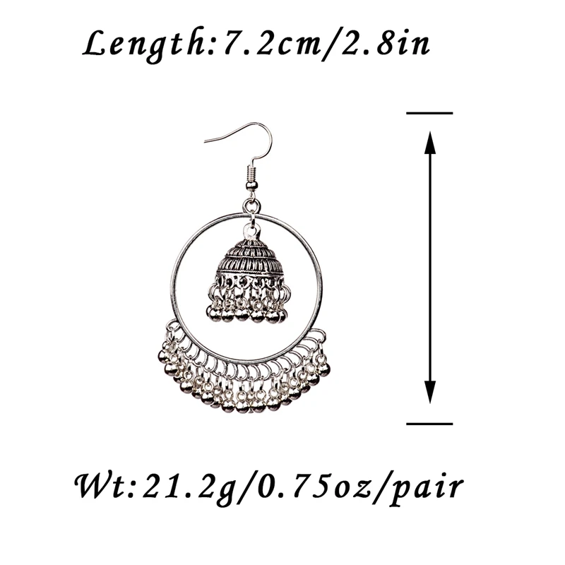 Женские Висячие серьги Jhumka большие круглые подвески в индийском стиле с