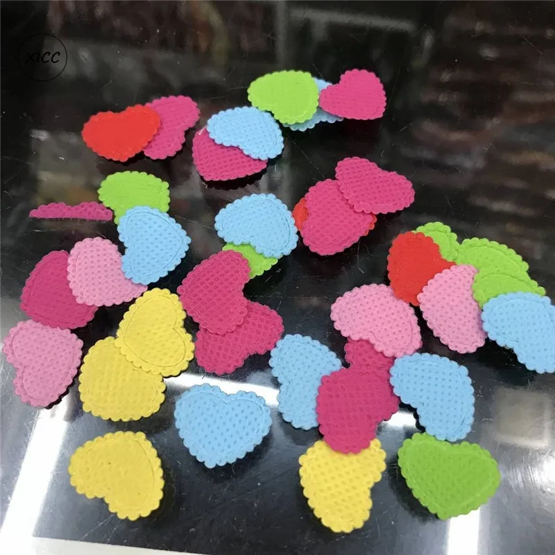 XICC 100PCS Colorful Nonwoven Round Flower Wool Felt Fabric Hair rope DIY Handmade Accessory Sticker Applique Patches Felt Pad